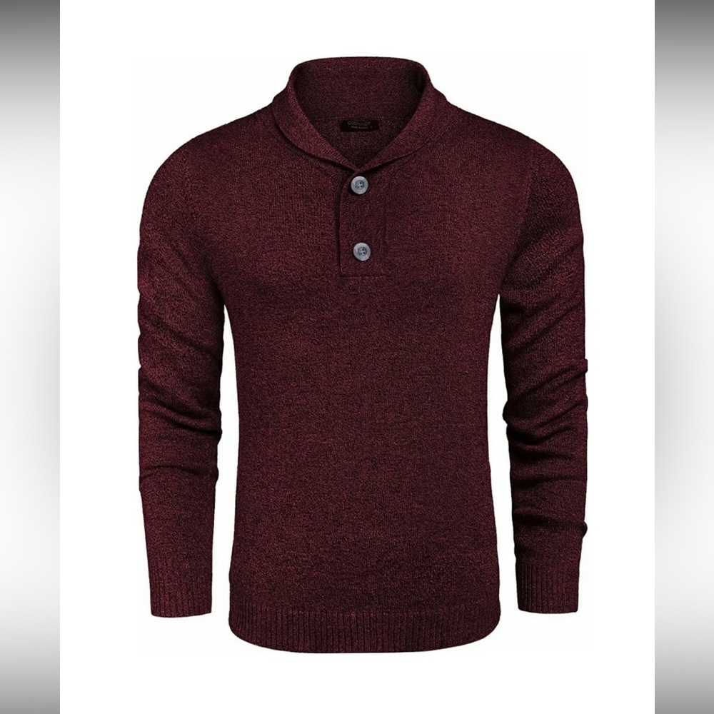 Men's Shawl Collar Pullover Casual Long Sleeve Knitted Sweater Small